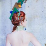 Teal leaf antler hair grip by Beverley Edmondson Millinery