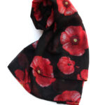 poppy print scarf black