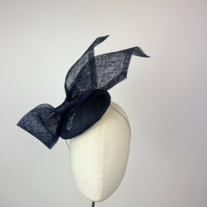 navy blue classic simple mother of the bride headpiece with bow - Beverley Edmondson Bespoke Millinery - farnham