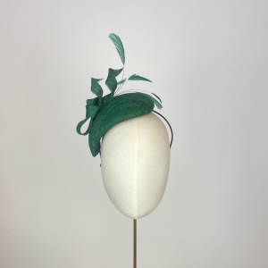 Bottle Green fascinator percher hat - simple wedding style