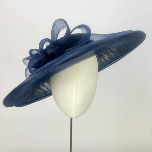 navy classic wedding hat with sheer veiled edge