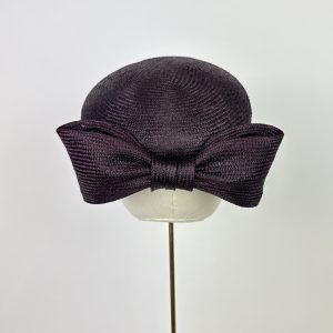 Parasisal straw aubergine deep purple pillbox hat