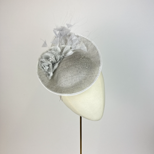 silver grey small twiested percher saucer hat for mother of the bride