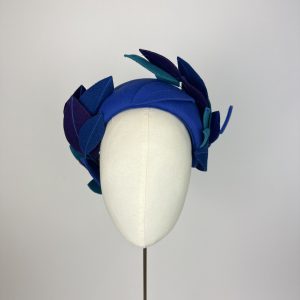 blue, turquoise and purple felt leaf halo headband