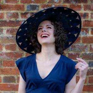 Navy Blue circle brim large wedding hat