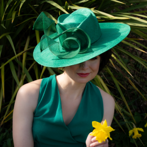 contemporary rose shape crown bright green boater hat