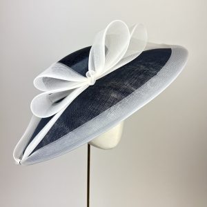 Mix Navy Blue and Ivory Hat with Sheer Edge