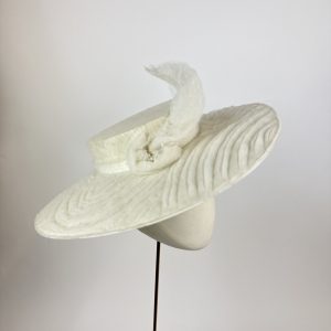 Ivory textured tulle brim wedding hat