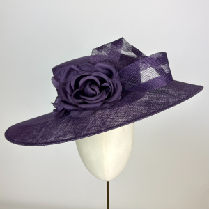 large aubergine wedding hat