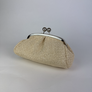 Cream Straw Clasp Bag