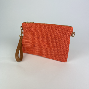 orange straw clutch bag