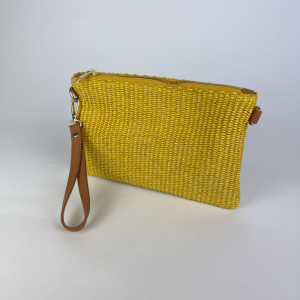 yellow straw clutch bag