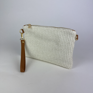 cream straw clutch bag