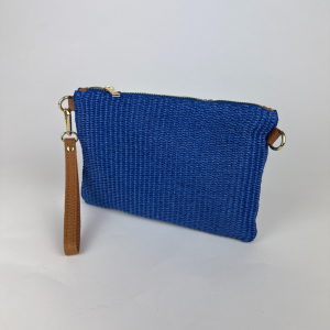 royal blue straw clutch bag