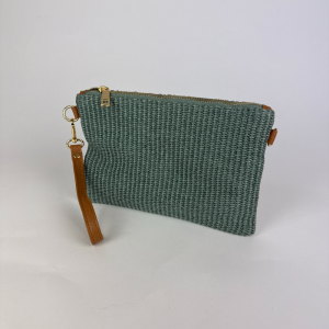 sea green straw clutch bag