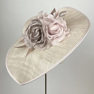 oyster and blush pink large teardrop hat