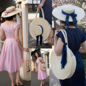 convertible hat and handbag straw holiday combination