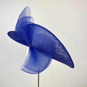 royal blue tweisted brim wedding hat with bow