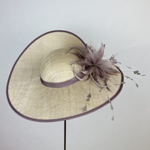 oyster and taupe wedding hat