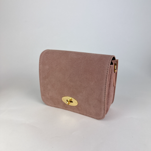 dusky pink suede clutch bag