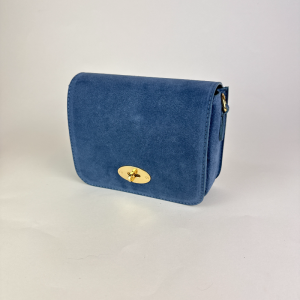 cornflower blue suede clutch bag
