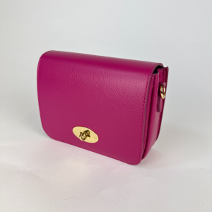 fuchsia pink leather clutch bag