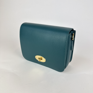 teal leather clutch / cross body bag
