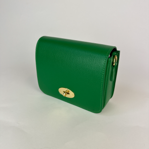 bright green leather clutch bag
