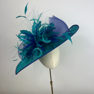 jade green and royal blue wedding hat