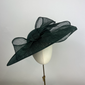 bottle green wedding hat with bow, simple design