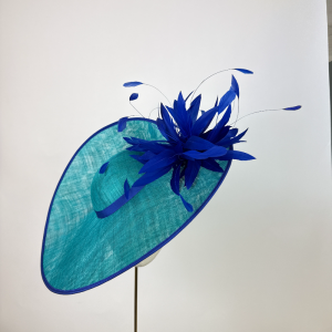 jade green and royal saucer hat