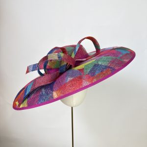 multi coloured zero waste royal ascot large brim ascot hat - make a statement