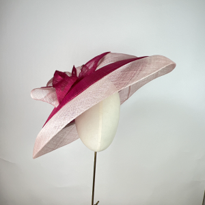 bright pink and soft pink large Ascot saucer hat