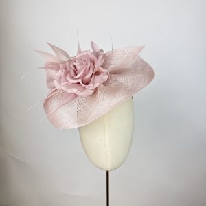 blush pink bias saucer hat mother of the bride
