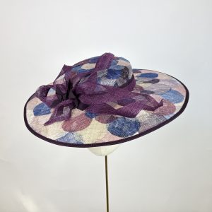 purple and blue zero waste fashion boater hat