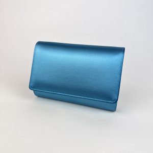 kingfisher blue, turquoise, dafnee dyed satin clutch bag rainbow Club