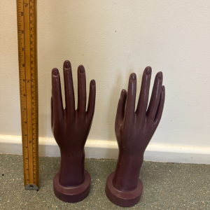 set of 2 purple glove or jewellery stands