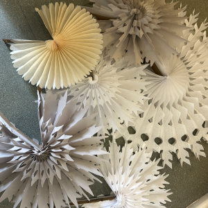 Cream, White and Grey Large Window Display Fans