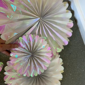 Irridecent Pink and White Window Display Fans