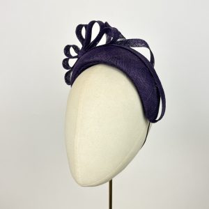 aubergine wedding headband, halo band