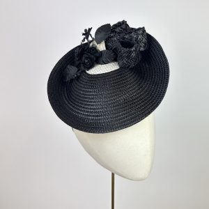 black and ivory saucer hat